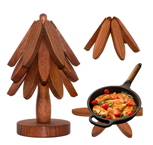 Set ambachtelijke houten onderzetters